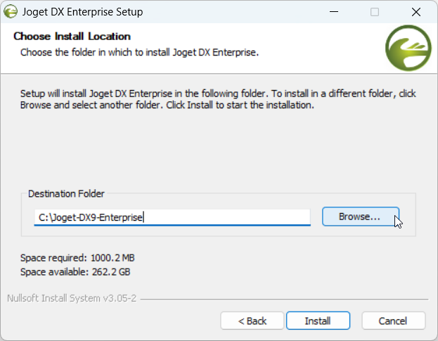 installation folder selection